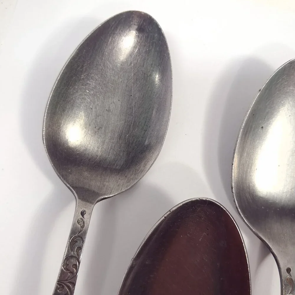 Vintage CORSICAN Modern place spoon set 5 Stainless steel Japan filigree scroll‎